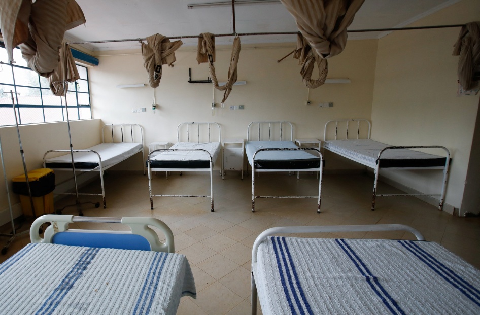 Empty beds in a ward at the Kiambu Referral Hospital, Kenya, as doctors and medical practitioners strike to demand payment of their salaries and other grievances, April 23, 2024.